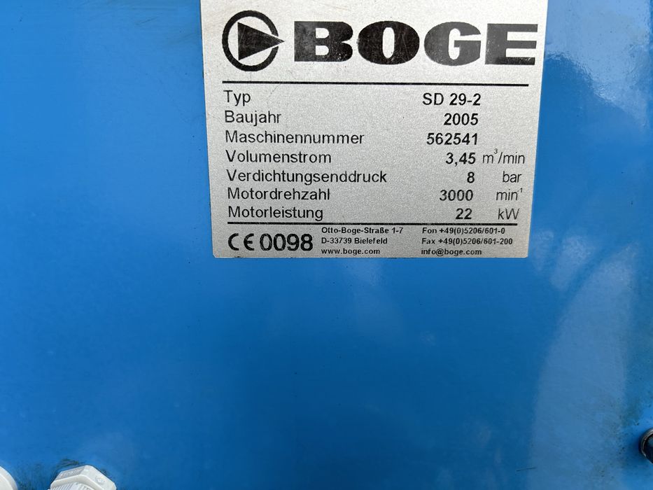 SPRĘŻARKA śrubowa kompresor  BOGE 22KW 8BAR 3.45m3 + osuszacz