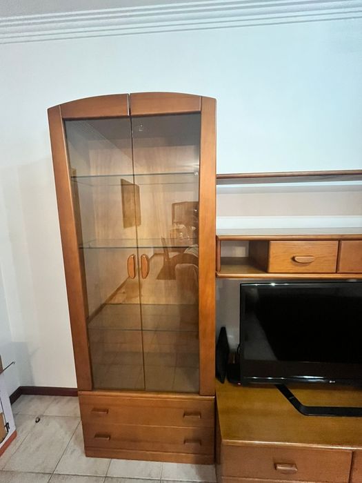 Móvel de sala completo de madeira maciça