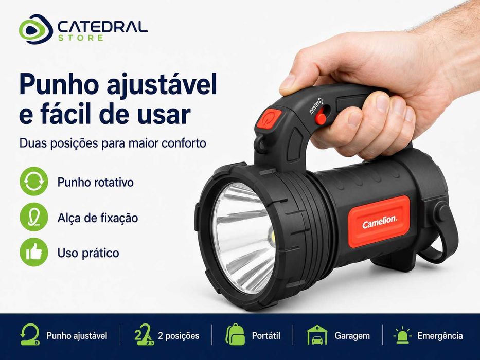 Lanterna / Candeeiro LED COB 2 em 1 CAMELION 230lm com Pilhas  Preço recomendado: