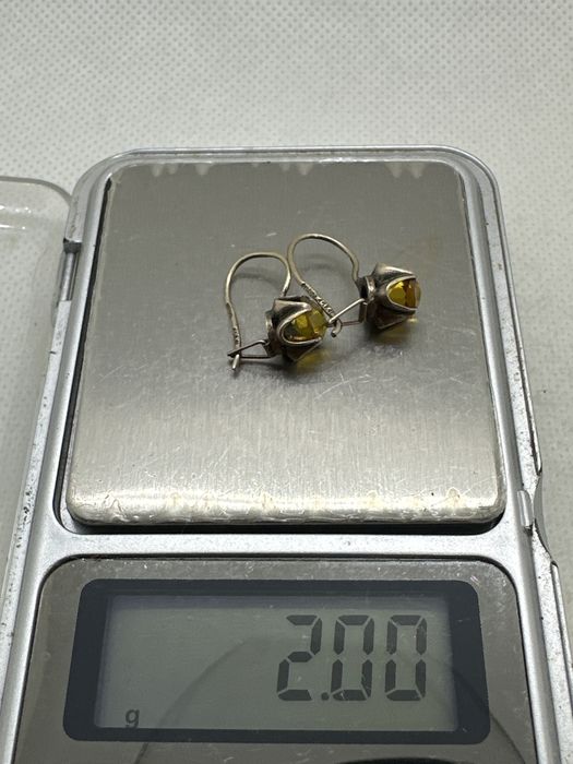 Серьги серебро 875 сережки срібло 875