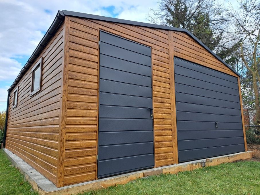 Garaż blaszany 4x5 grafit mat Konstrukcja Wzmocniona Producent Garaży