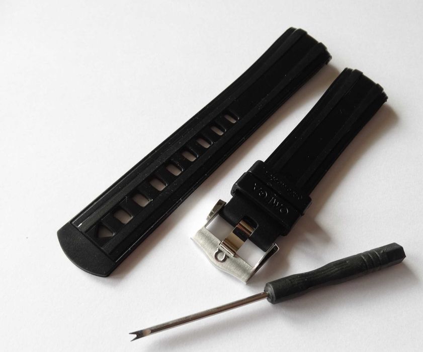 Czarny silikonowy pasek do zegarka Seamaster 20mm gumowy z klamrą