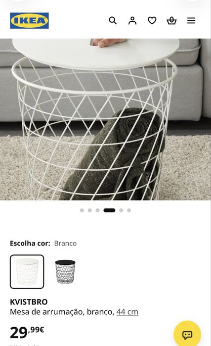 Mesa de apoio IKEA KVISTBRO branca com arrumação