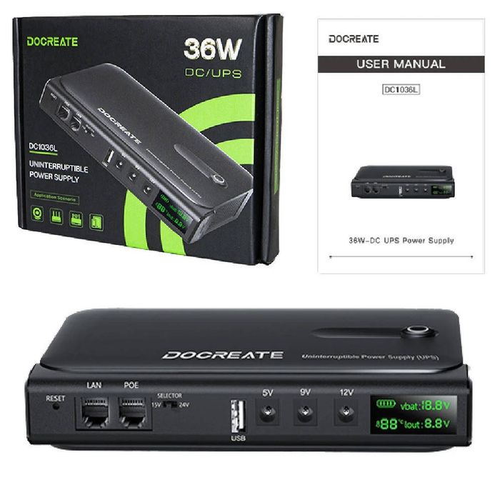 ДБЖ для роутера DOCREATE DC1036L 36W
(без акумуляторів)