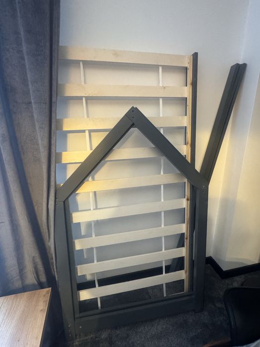 2x Łóżko Dziecięce DOMEK 160x70 | Grafitowe | Styl Skandynawski