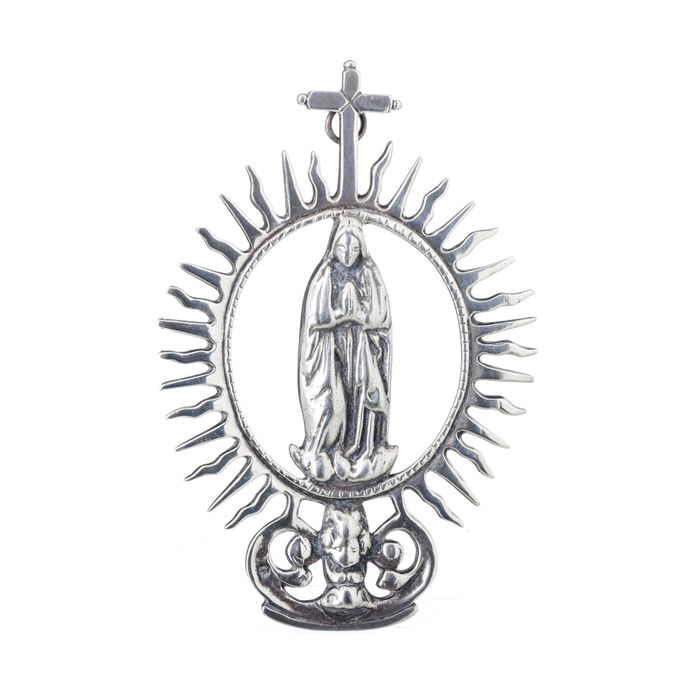 Prata - 'Nossa Senhora' placa de suspensão em prata - Século XIX