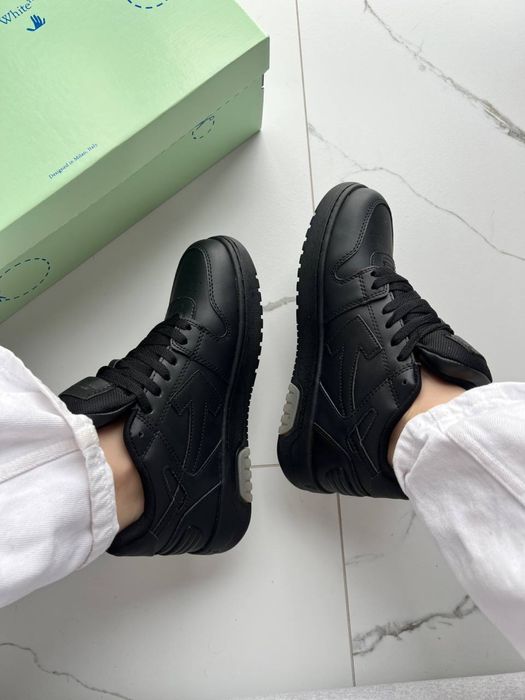 Кросівки Off-White Out of Office Black White For Чорні шкіряні