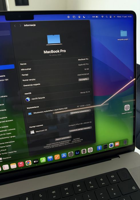 Macbook Pro 16 M2 Pro 1 TB Jak Nowy