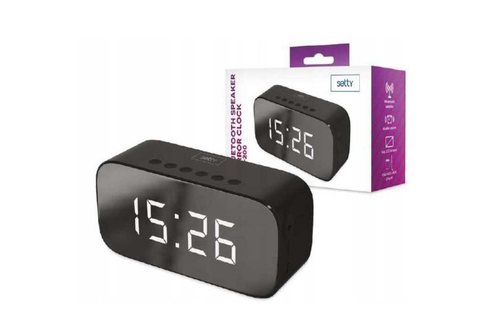 Budzik z radiem Bluetooth 3W lustrzany cyfrowy