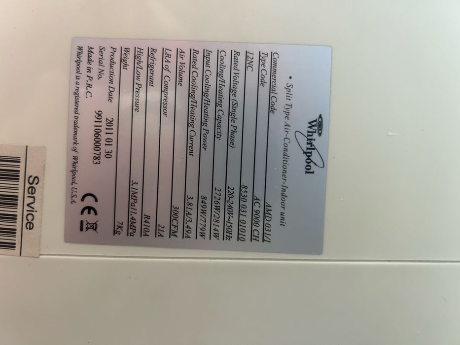 Ar Condicionado Split Whirlpool 9.000 BTU – Frio/Quente