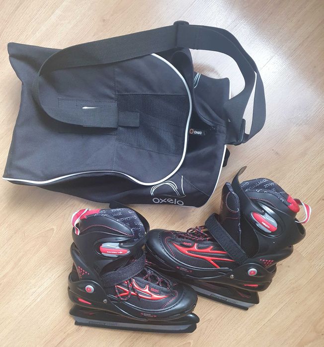 Łyżwy Broyx Snowstar Black i torba na łyżwy Oxelo rozm 34-37