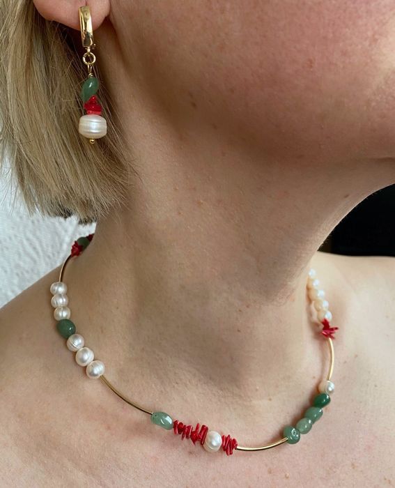 Комплект украшений ручной работы колье серьги