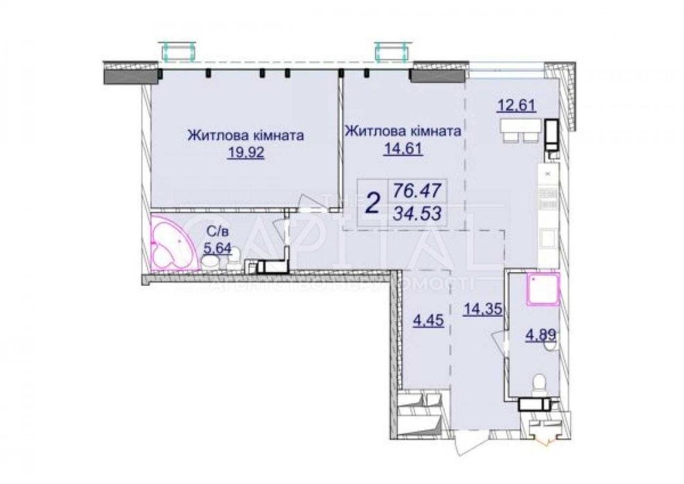 2-rooms apartment apartment by the address st. Bulvar Druzhby Narodov (area 76 m²) - Atlanta.ua - photo 3