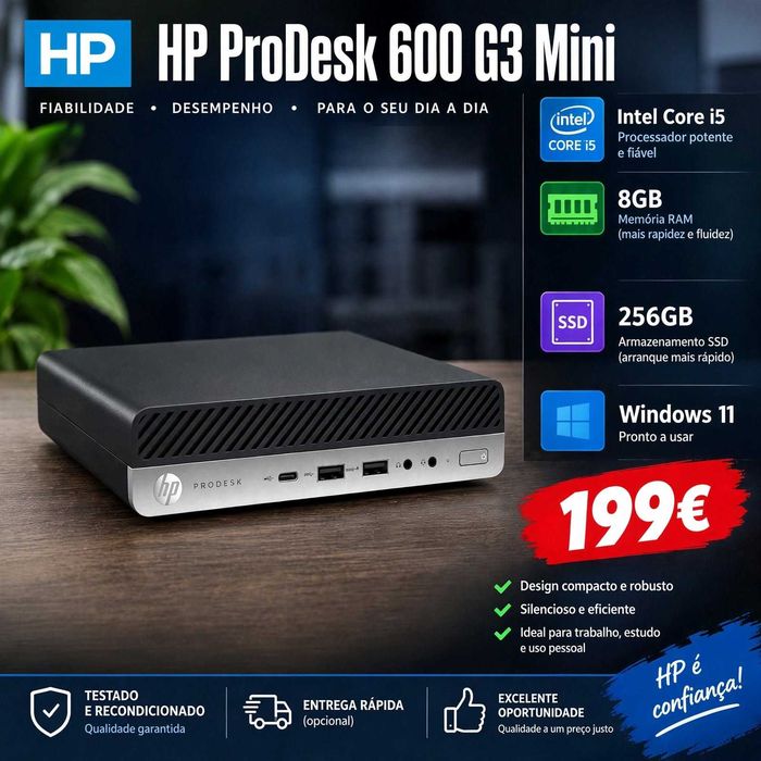 MINI PC HP Prodesk 600 G3 - Intel Core i5 / 8Gb / SSD 240Gb