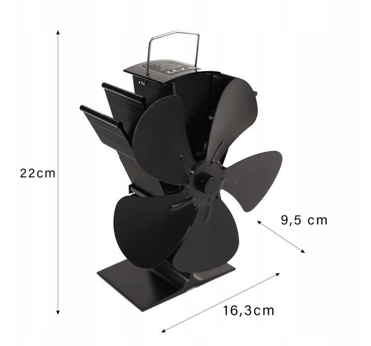 Wentylator kominkowy termoelektryczny - bez prądu, 5-łopatkowy
