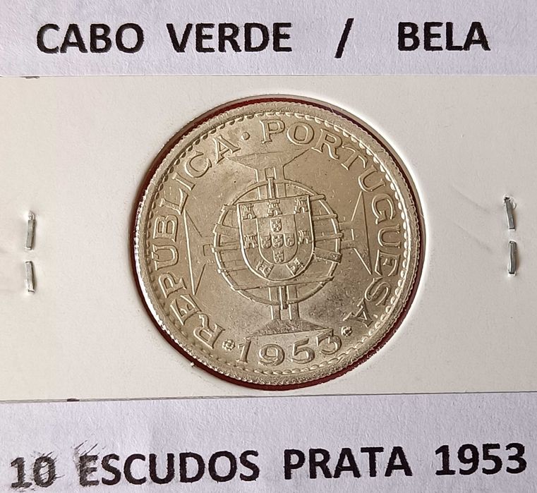Moeda portuguesa 10 escudos Prata Ex colónia Portuguesa de Cabo Verde