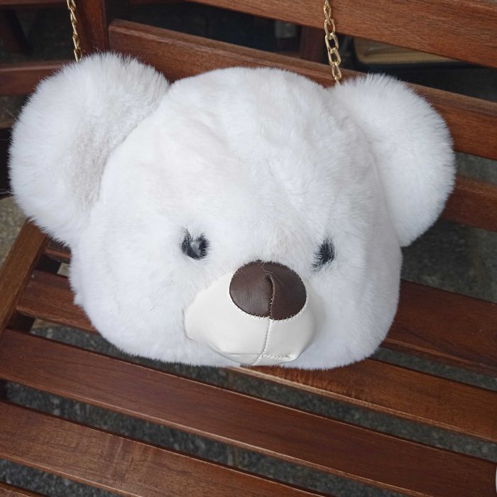 Biała torebka Plecak miś na łańcuszku NOWY Przytulanka 30/22/15cm