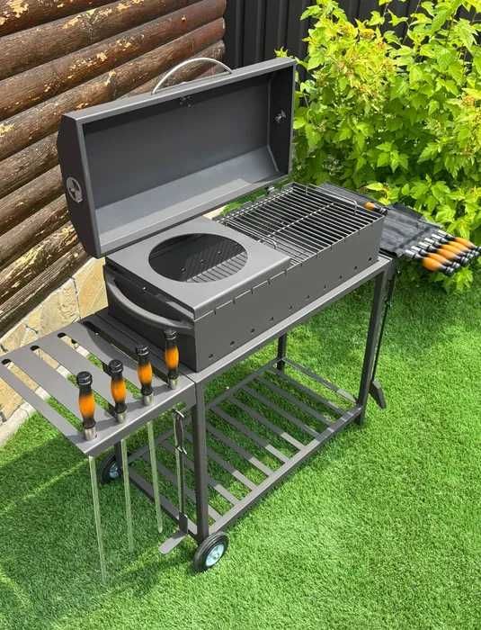 мангал металевий барбекю стаціонарний мангал на колесах вугільний гріл