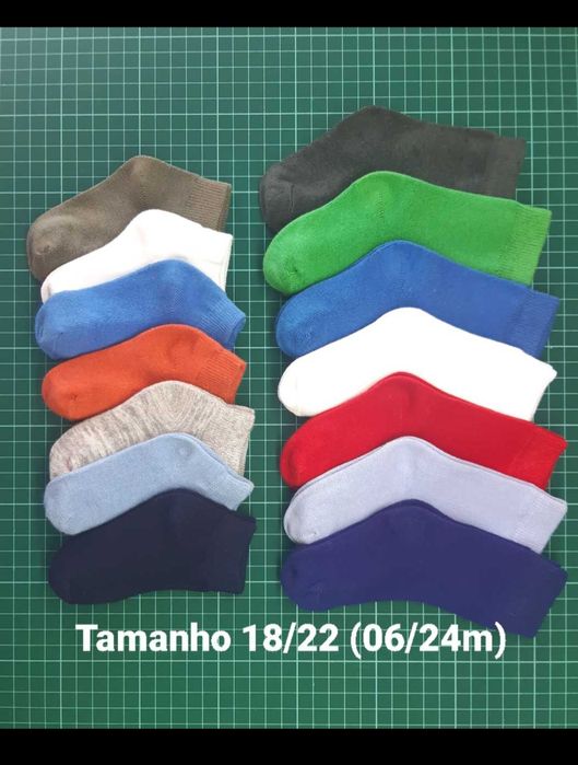 14 pares de meias, 6/18M mas tenho todos os tamanhos