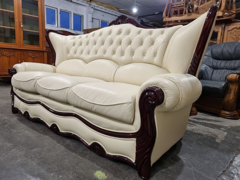 komplet wypoczynkowy ze skóry stolik ława kanapa 2 fotele