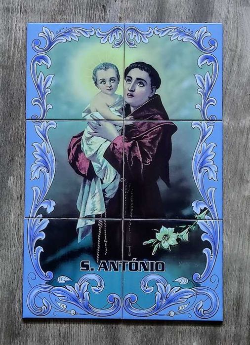 Painel decorativo 6 azulejos Santo António 45x30