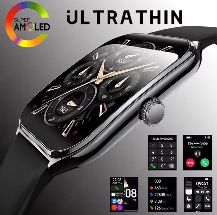 Новинка !!! Ультра тонкий Смарт годинник з ізогнутим  Amoled дисплеєм