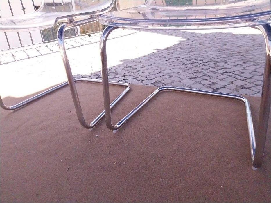 conjunto 4 cadeiras tobias ikea - acrilico transparente com cromado prateado