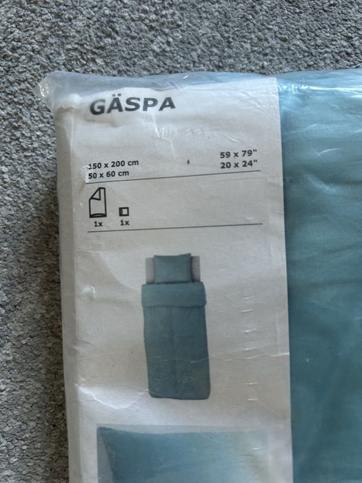 IKEA Gaspa Komplet pościeli 150x200 / 50x60 cm NOWA turkus satynowa pościel