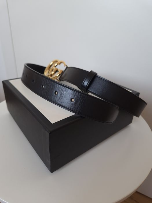 Czarny skórzany pasek Gucci