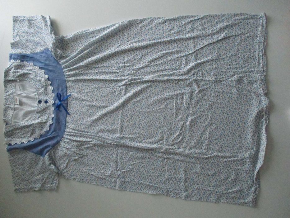 Koszula nocna niebieska bawełniana z krótkim rękawem