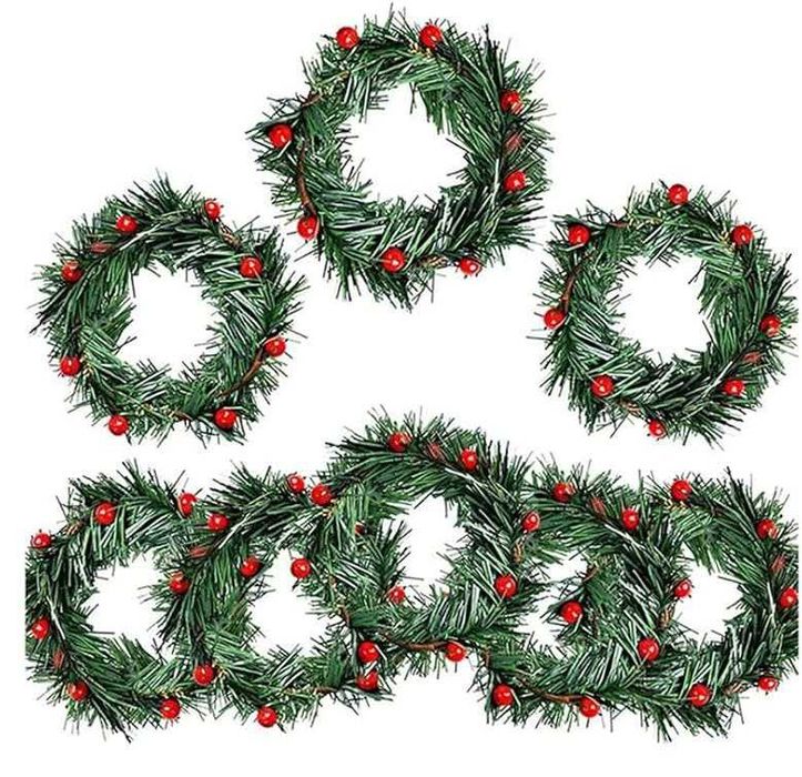 Ozdoba świąteczna, pierścienie do świec, sztuczne - 8szt.