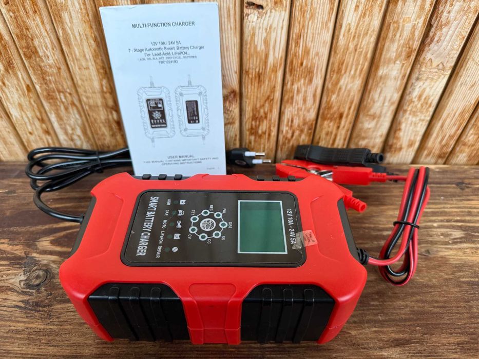 Автоматичний зарядний пристрій FOXSUR 12В/24В ТОПОВА ВЕРСІЯ на 10A