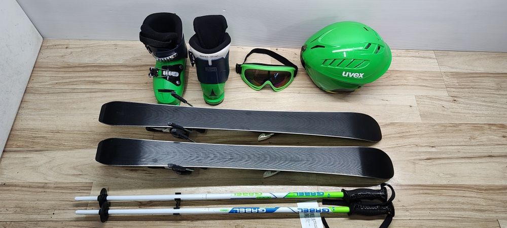 KOMPLET Narty Atomic 80 cm Buty 28 Kask Gogle Kijki