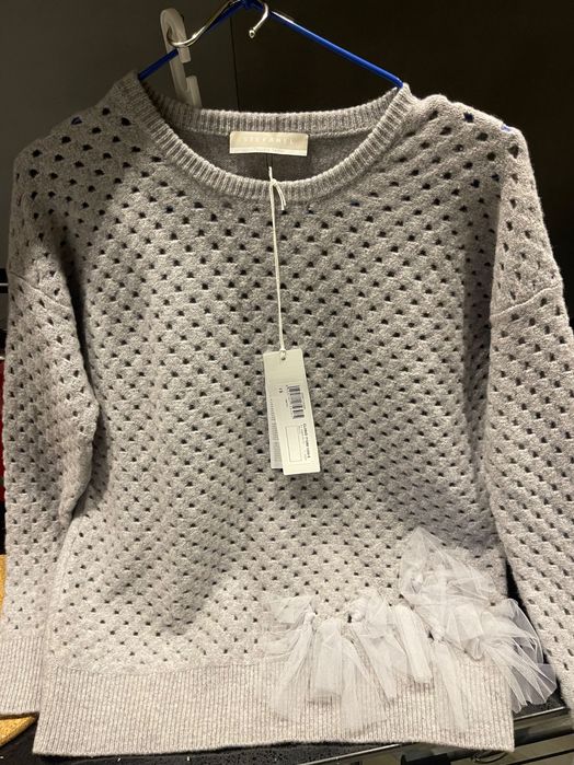 Stefanel Шикарный свитер Италия шерсть с органзой р S оригинал. Скидка