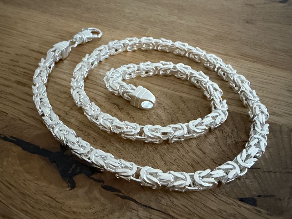 Srebrny męski łańcuszek Splot Królewski 60 cm 107 g