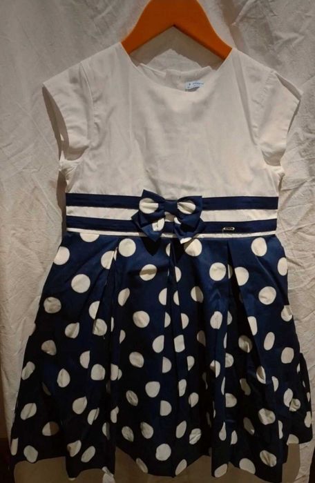 Mayoral White and Navy Blue Dress