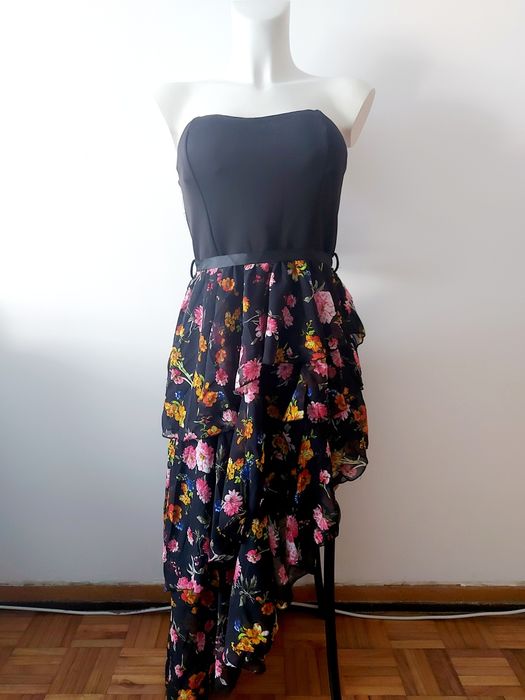 Vestido preto e floral Moda Ana - NOVO
