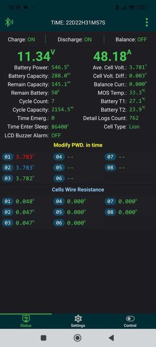 Акумулятор 12V на 3.18kWh 3S2P, 288Ah