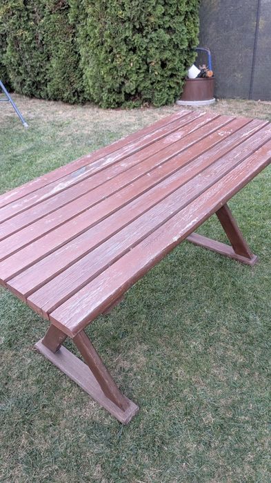 Komplet mebli ogrodowych drewno, stół i 2 ławki