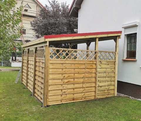 Wiata garażowa zadaszenie carport impregnacja brąz 300 x 500 x 210 cm