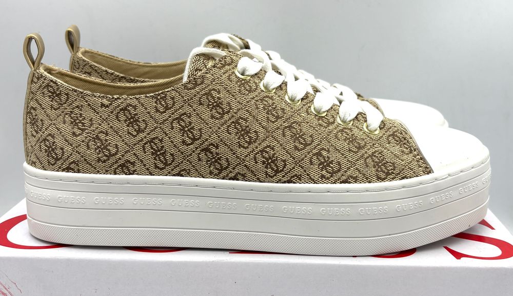 ‼️Nowe oryginalne trampki sneakersy GUESS Brigs5 beżowy beibr 39 AZ172