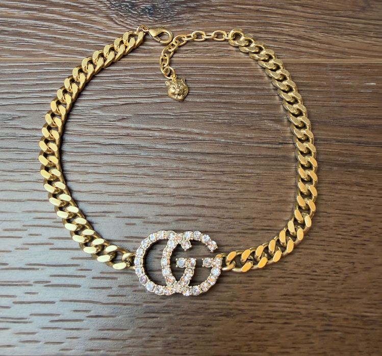 Naszyjnik Gucci stare złoto z cyrkoniami