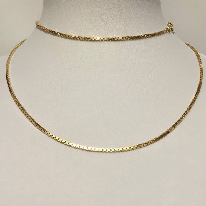 Złoty ŁAŃCUSZEK damski 18K 750 cudowna włoska KOSTKA 52cm