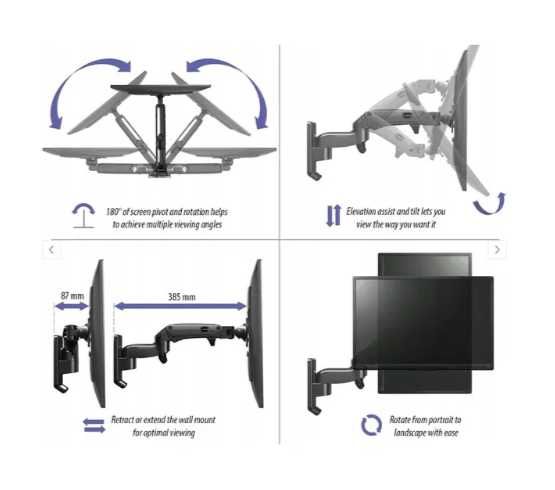 5014 Uchwyt ścienny gazowy do monitora telewizora 17 - 27'' do 7kg