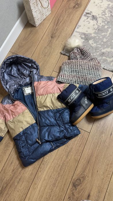 Набор куртка зима мунбуты вещи на девочку 3-4 104