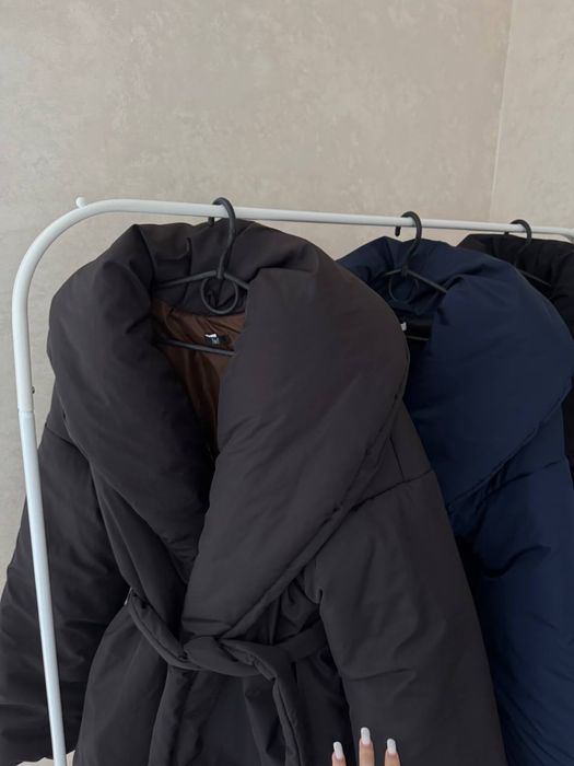 Тепла жіноча зимова куртка, Подовжений обʼємний пуховик, Купити куртку