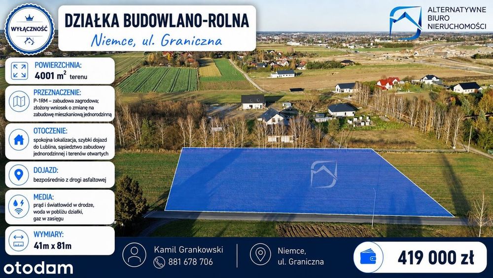 Działka w świetnej lokalizacji - Niemce