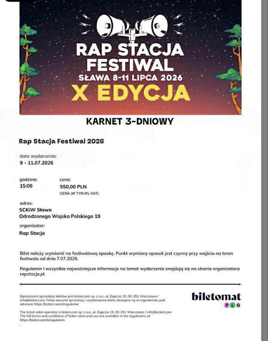 Bilety rap stacja 2026