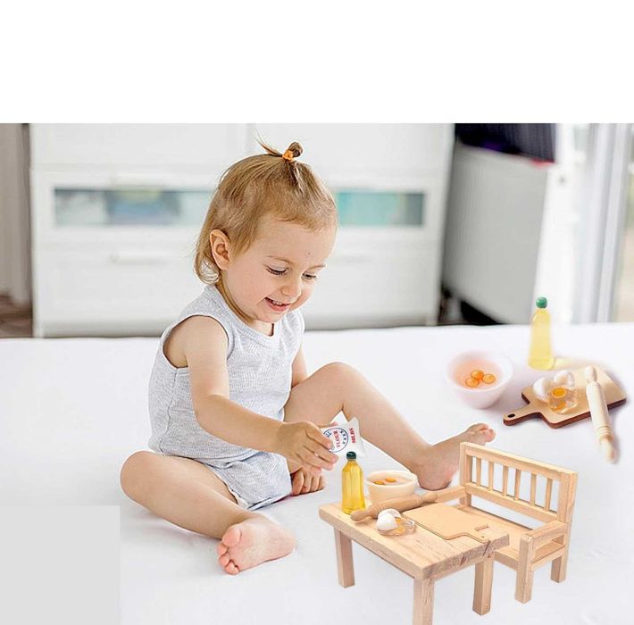 Dekoracja Bożonarodzeniowa Akcesoria drewniane do domku dla lalek