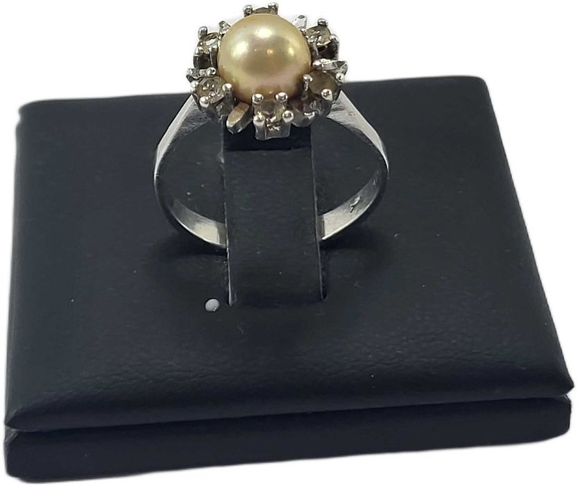 SD137 SREBRO 925 pierścionek 3,11G Śliczna perełka z cyrkoniami rozmiar 15